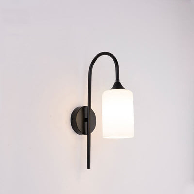 Modern Minimalist Glass Cylindrical Shade Bending Arm 1-Light Wall Sconce Lamp