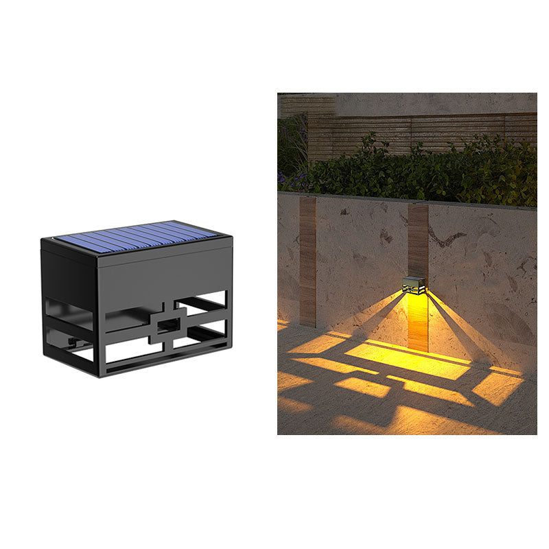 Simple Solar Square Skeleton LED Outdoor Fence Wall Sconce Lamp