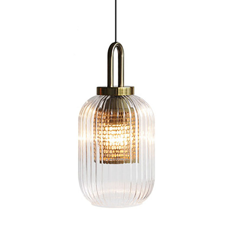 Modern Luxury Lantern Iron Glass 1-Light Pendant Light For Living Room