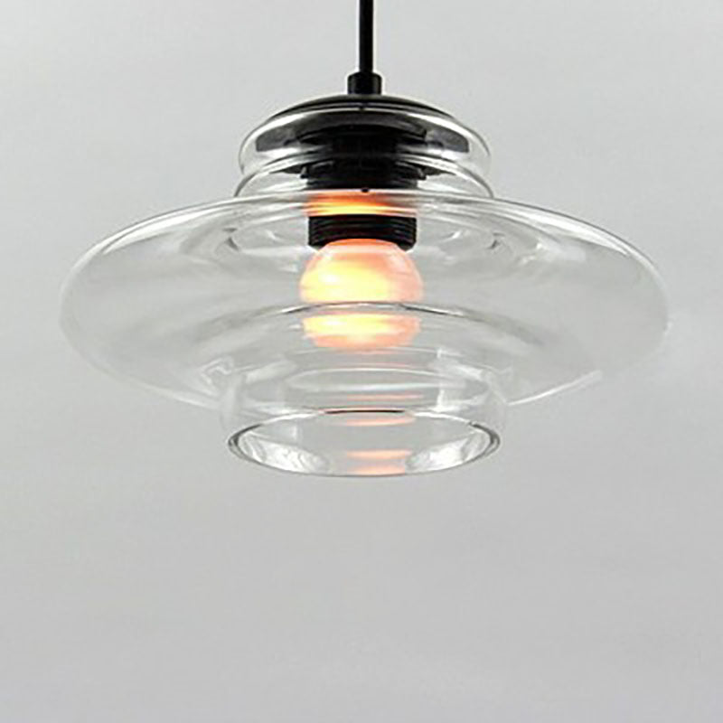 Modern Industrial Clear Glass Iron 1-Light Pendant Light