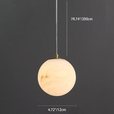 Modern Luxury Geometric Cube Marble Shade Brass 1-Light Pendant Light For Living Room