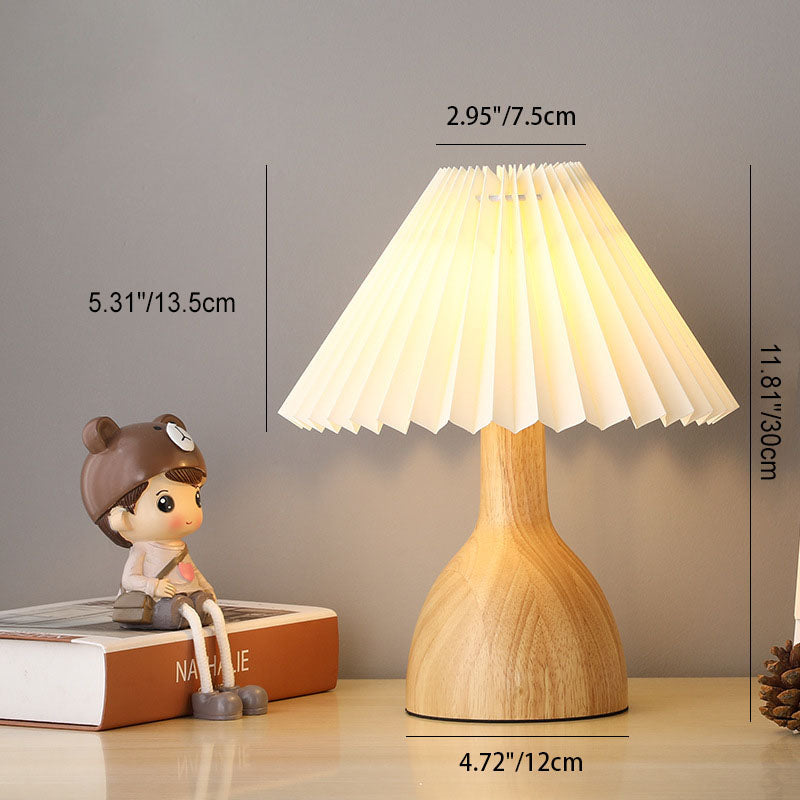 Contemporary Scandinavian Solid Wood Base PVC Lampshade 1-Light Table Lamp For Bedroom