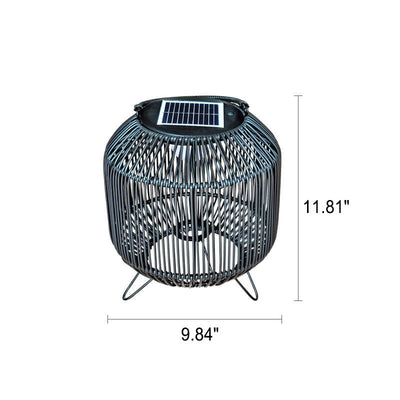 Modern Rattan Weaving Iron Portable Outdoor Waterproof Solar LED Lawn Landscape Light