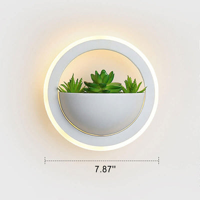 Nordic Iron Round Creative Green Plant LED Wall Sconce Lamp