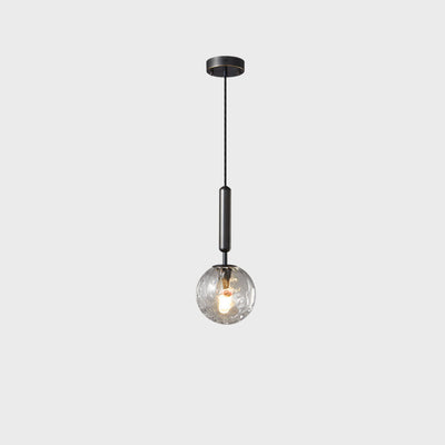 Nordic Light Lampe suspendue de luxe à 1 lumière en verre et cuivre à motifs d'eau 