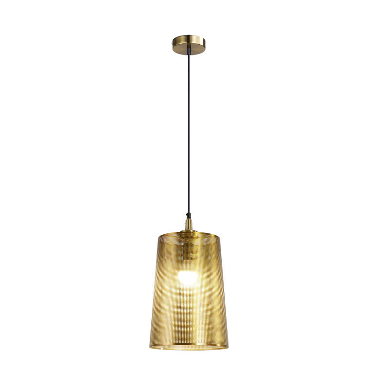 Nordic Minimalist Gold Metal Cylinder 1-Light Pendant Light