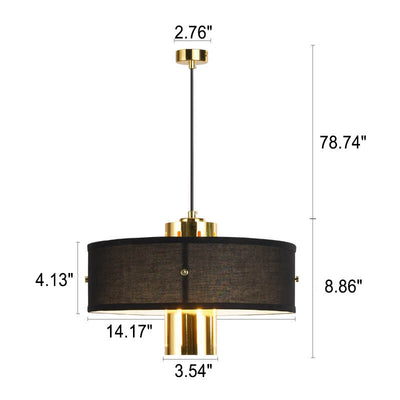 Modern Luxury Black Drum Gold Metal 1-Light Pendant Light