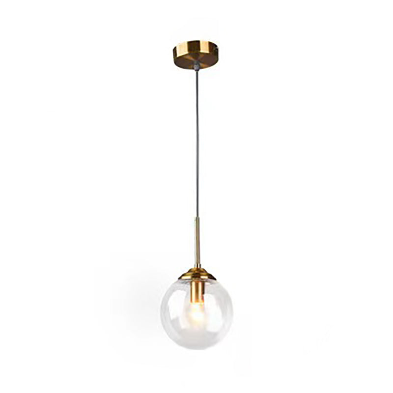 Modern Minimalist Round Ball Iron Glass 1-Light Pendant Light For Bedroom