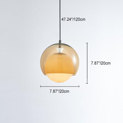 Contemporary Retro Round Ball Iron Glass 1-Light Pendant Light For Living Room