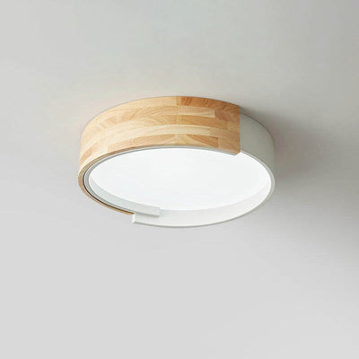 Nordic Creative Half Round Wooden Round LED Flush Mount Light