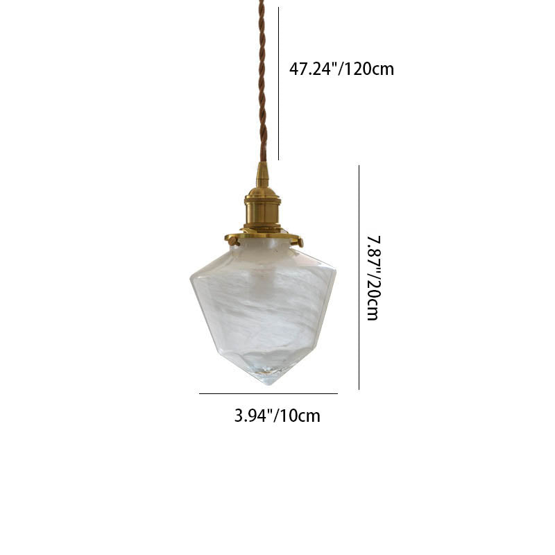 Modern Eclectic Imitation Marble Cone Shade Brass 1-Light Pendant Light for Living Room