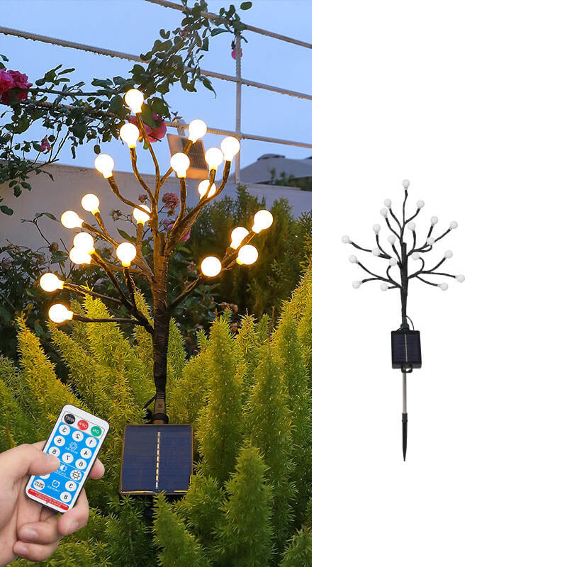 Modern Solar Round Ball Tree Branch ABS Stainless Steel LED Outdoor Landscape Light