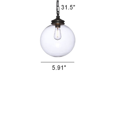 Luminaire suspendu vintage minimaliste à 1 ampoule en verre transparent Orb 