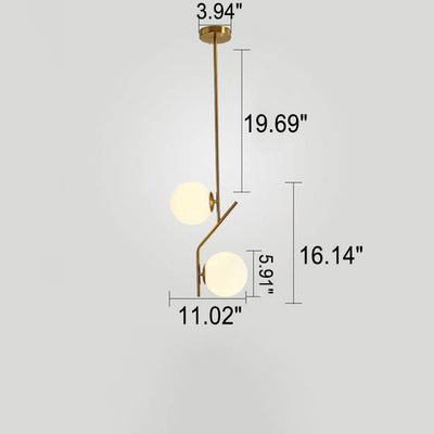 Nordische kreative minimalistische runde Kugeleisen-Glas-2-Licht-Pendelleuchte 