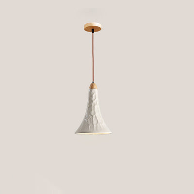 Traditional Japanese Concrete Morning Glory Shape 1-Light Pendant Light For Living Room