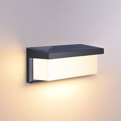 Modern Minimalist Solar Rectangle PC LED Outdoor Wall Sconce Lamp For Outdoor Patio