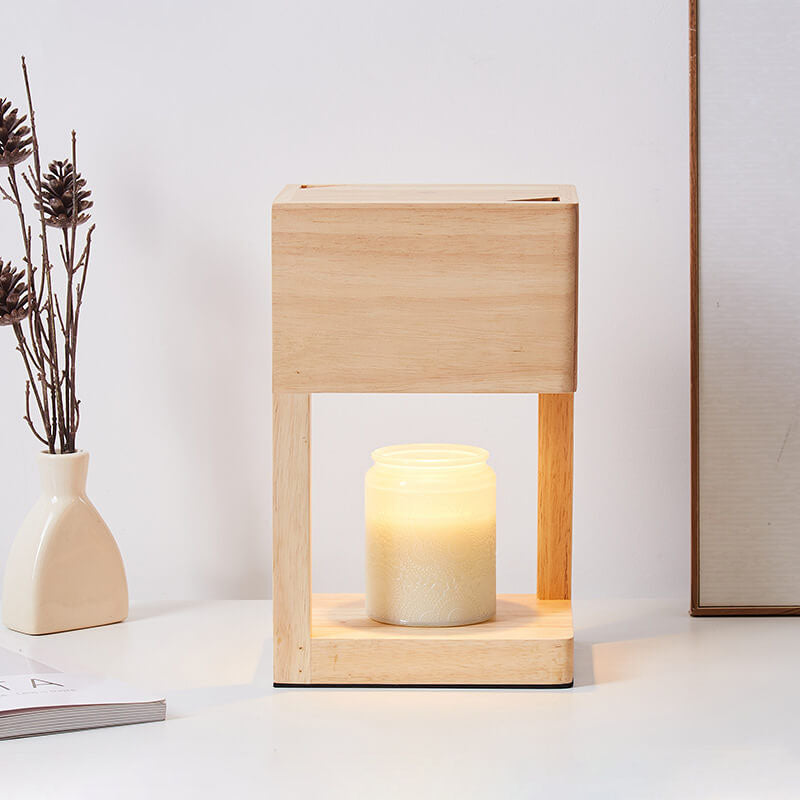 Modern Log Square Geometry 2-Light Melting Wax Table Lamp
