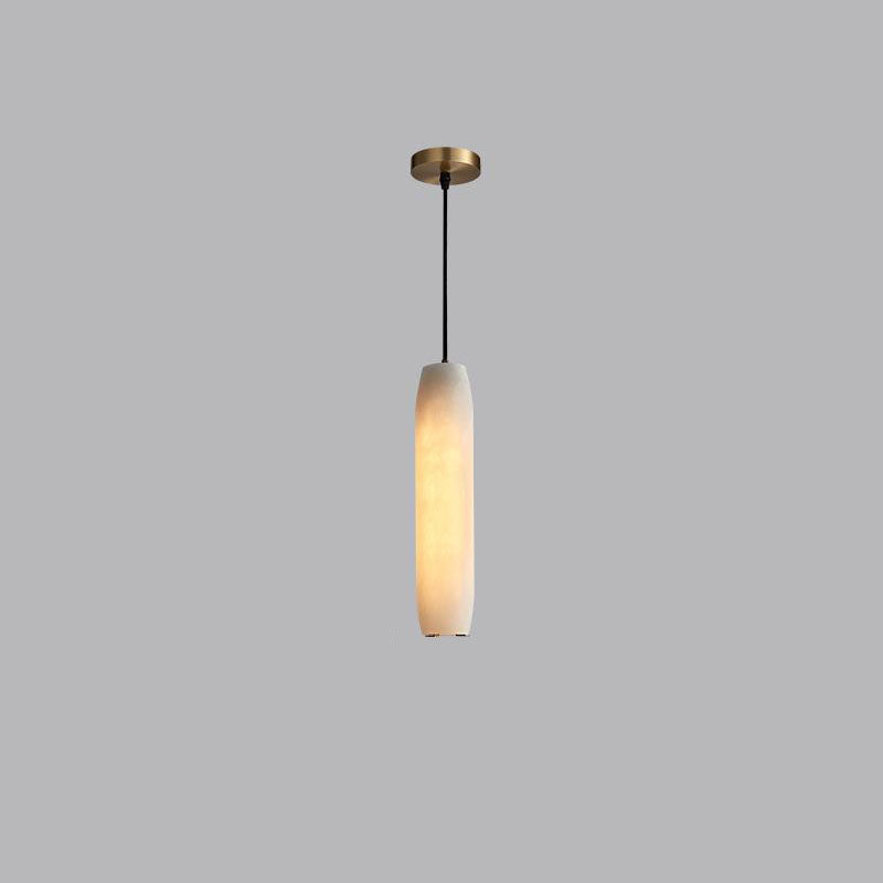 Nordic Luxury Marble Bronze Column 1-Light Pendant Light