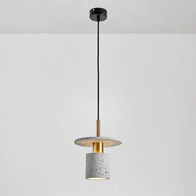 Industrial Minimalist Cement Cylinder Round 1-Light Pendant Light