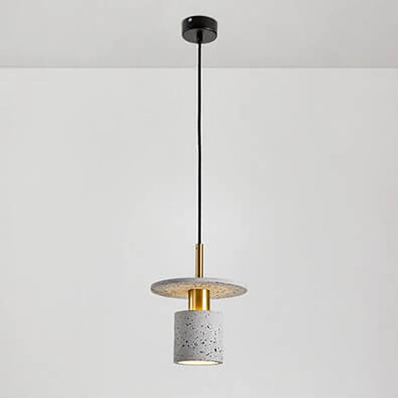 Industrial Minimalist Cement Cylinder Round 1-Light Pendant Light