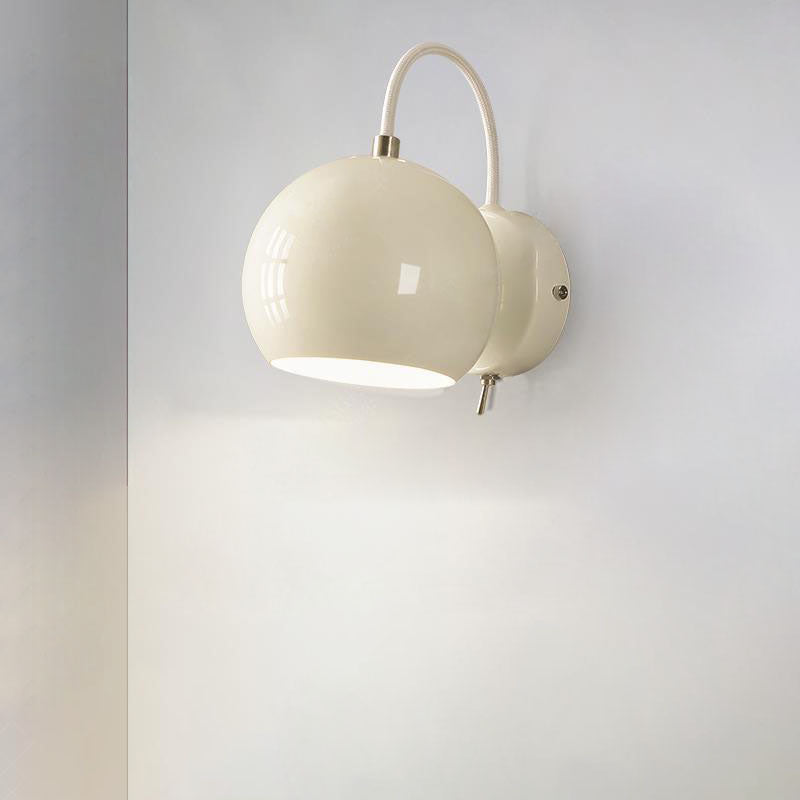 Modern Minimalist Cream Round Iron Aluminum 1-Light Wall Sconce Lamp For Bedroom