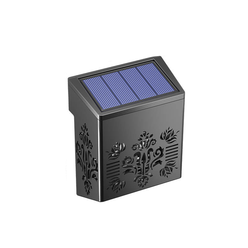 Solar Garden LED Hollow Square Outdoor Fence Wall Sconce Lamp