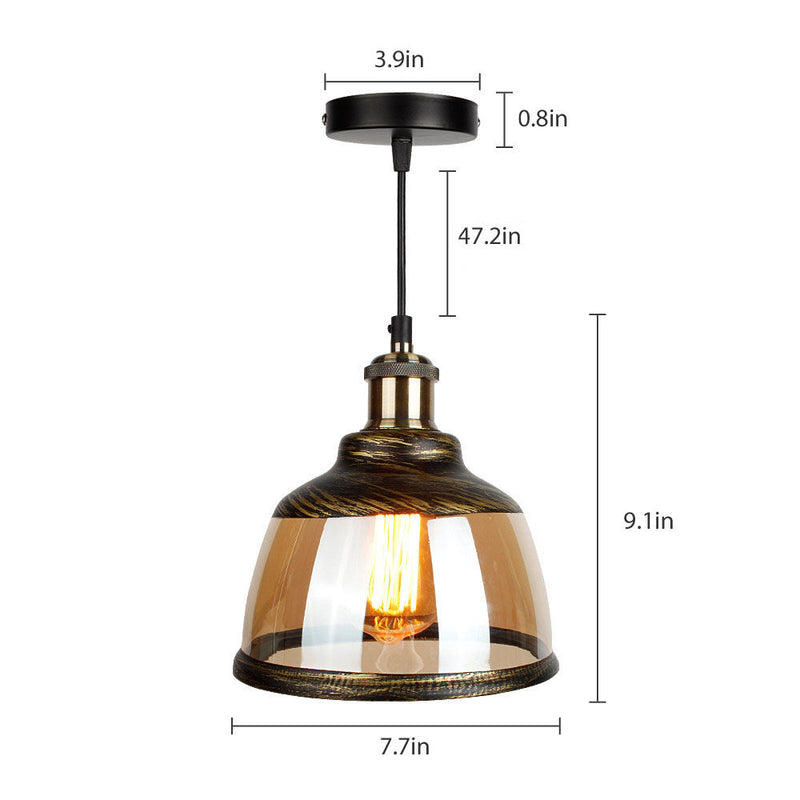 Retro Industrial Round Head Glass 1-Light Pendant Light