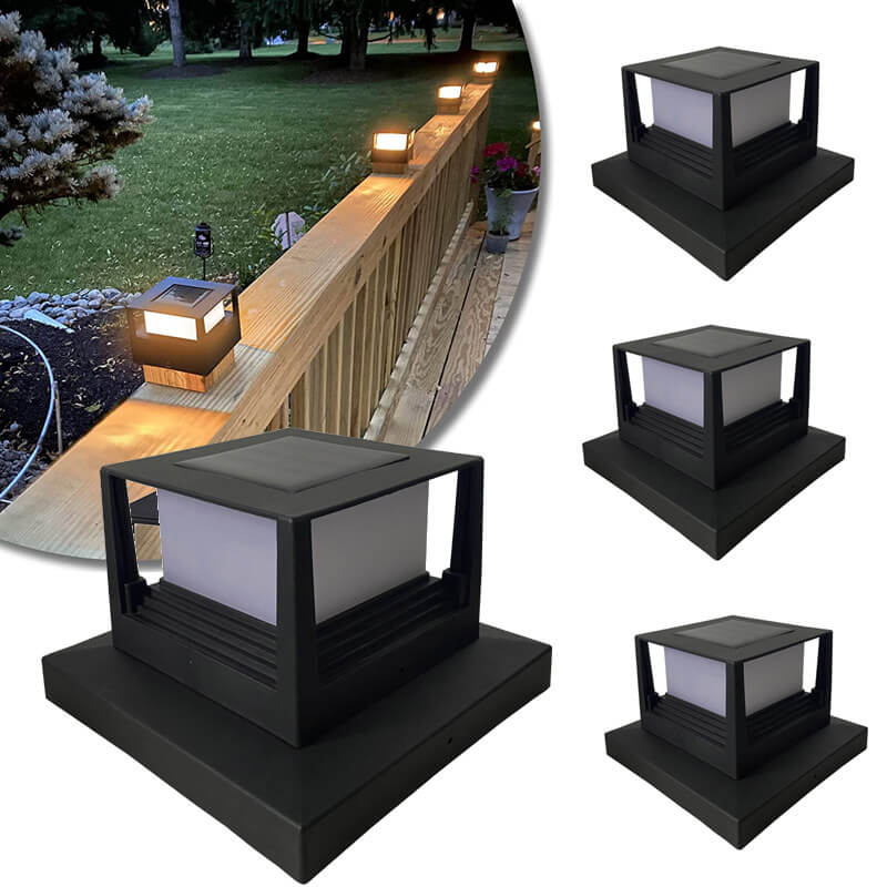 Modern Solar LED Waterproof Wall Column Head Lamp Outdoor Light