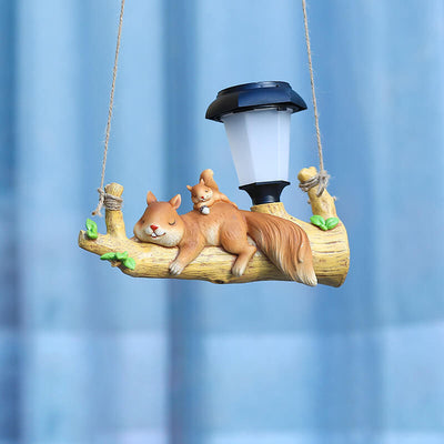 Modern Creative Cartoon Animal Resin Solar Decorative LED Outdoor Hanging Light