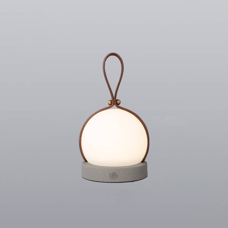 Simple Spherical Faux Leather Portable LED USB Night Light Table Lamp