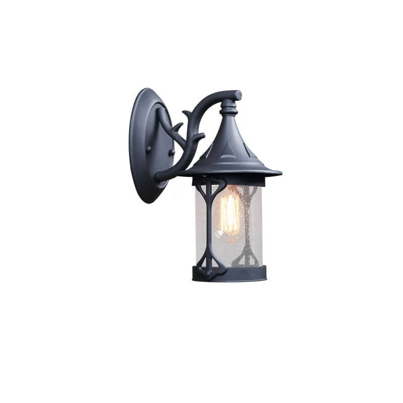 European Outdoor Glass Hexagonal Cage Waterproof 1-Light Wall Sconce Lamp