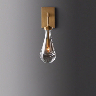Lampe murale à 1 lumière en cristal de cuivre transparent et minimaliste moderne en forme de larme 