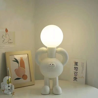 Kreative Cartoon-Mond-Roboter-Harz-1-Licht-Tischlampe