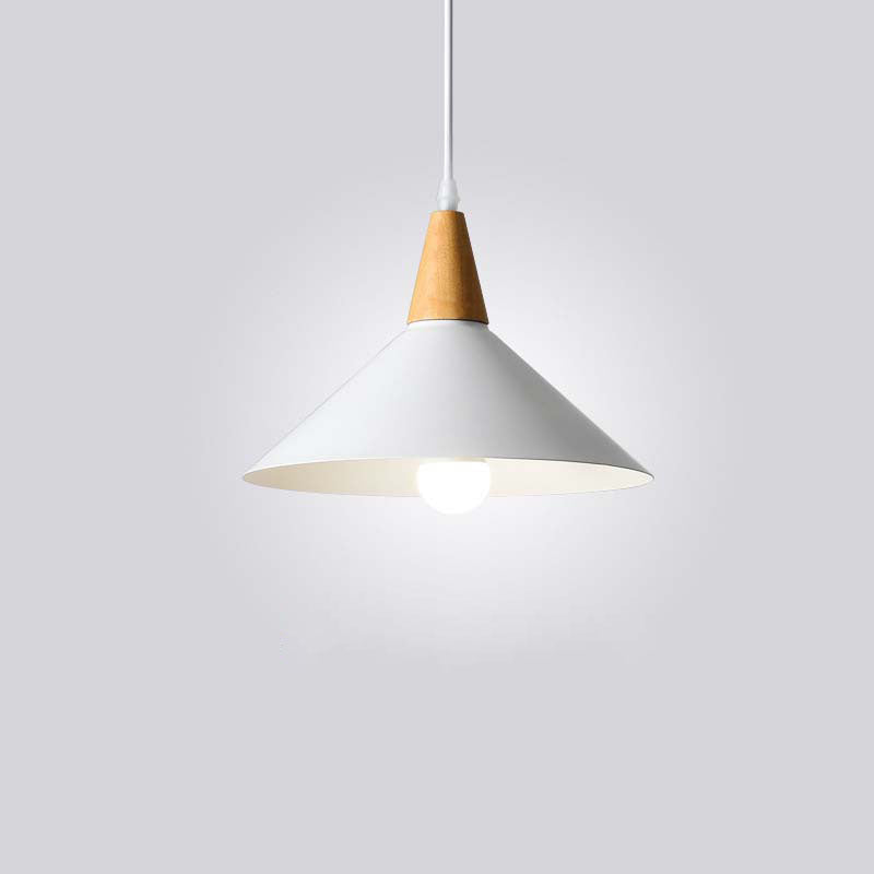 Japanese Simplicity Log Cone Iron 1-Light Pendant Light