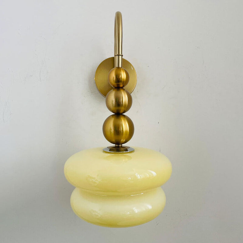 Macaron Cream Gourd Design Glass Shade 1-Light Wall Sconce Lamp