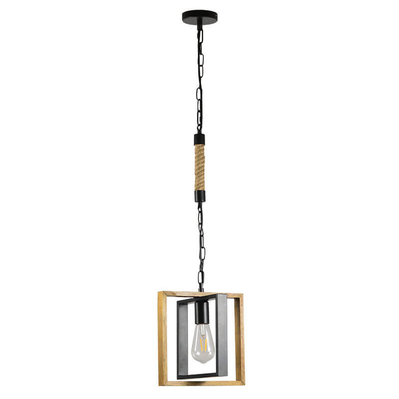 Modern Vintage Industrial Rectangular Twine Iron 1-Light Pendant Light