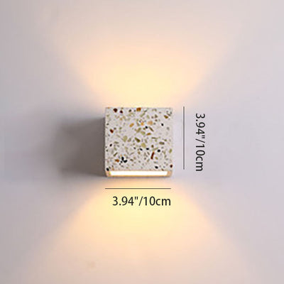 Contemporary Scandinavian Square Terrazzo 1-Light Wall Sconce Lamp For Bedroom