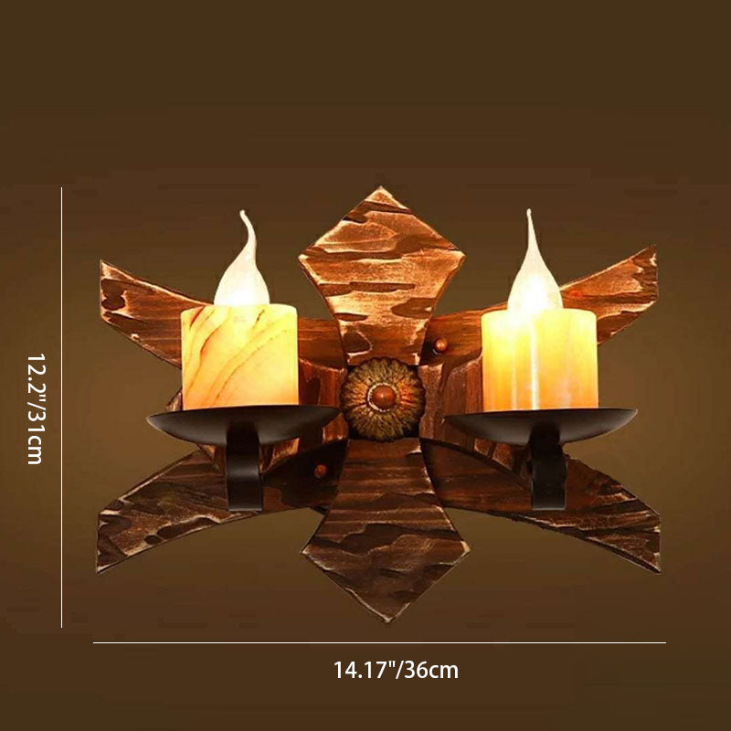 Lampe murale à 2 lumières en fer à cadre en bois de ferme traditionnelle pour salle à manger 