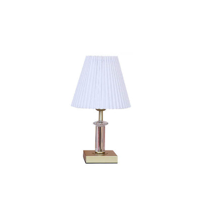 Modern Minimalist Cone Pleated Fabric Crystal Hardware 1-Light Table Lamp