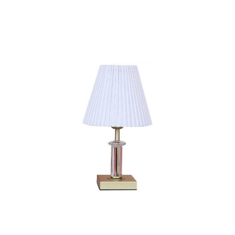 Modern Minimalist Cone Pleated Fabric Crystal Hardware 1-Light Table Lamp