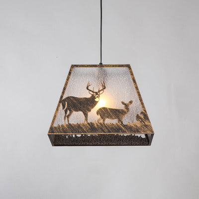 Vintage Eisen Trapez Plum Deer Design 1/4 Licht Kronleuchter 