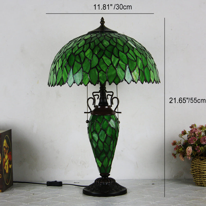 European Vintage Glass Iron 2-Light Table Lamp