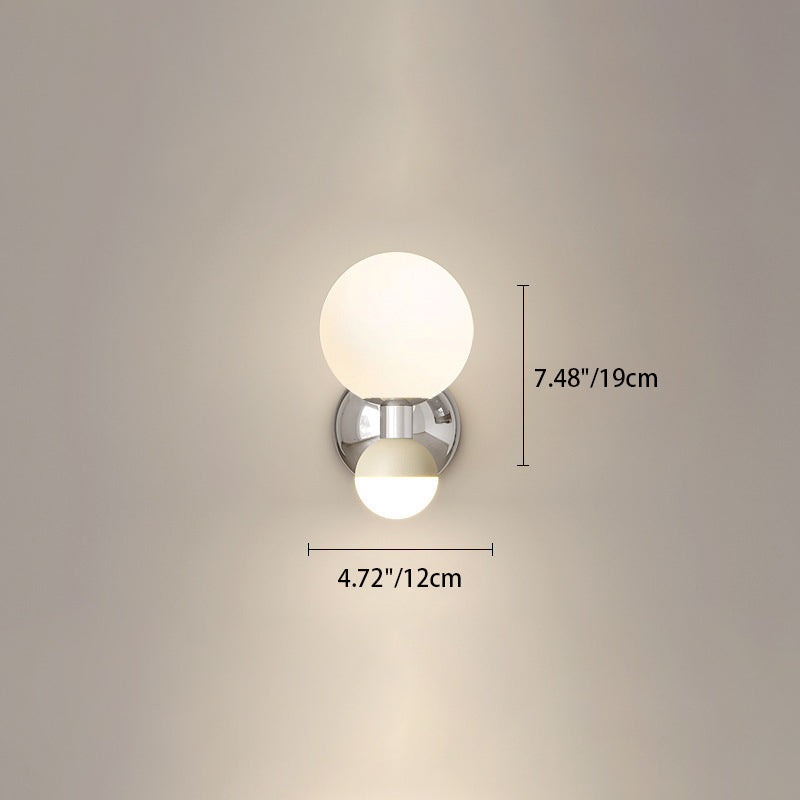 Modern Minimalist Cream Orb Pumpkin Iron Plastic LED Wall Sconce Lamp For Bedroom