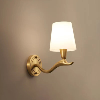 European Luxury Brass Swan Neck Glass 1/2 Light Wall Sconce Lamp