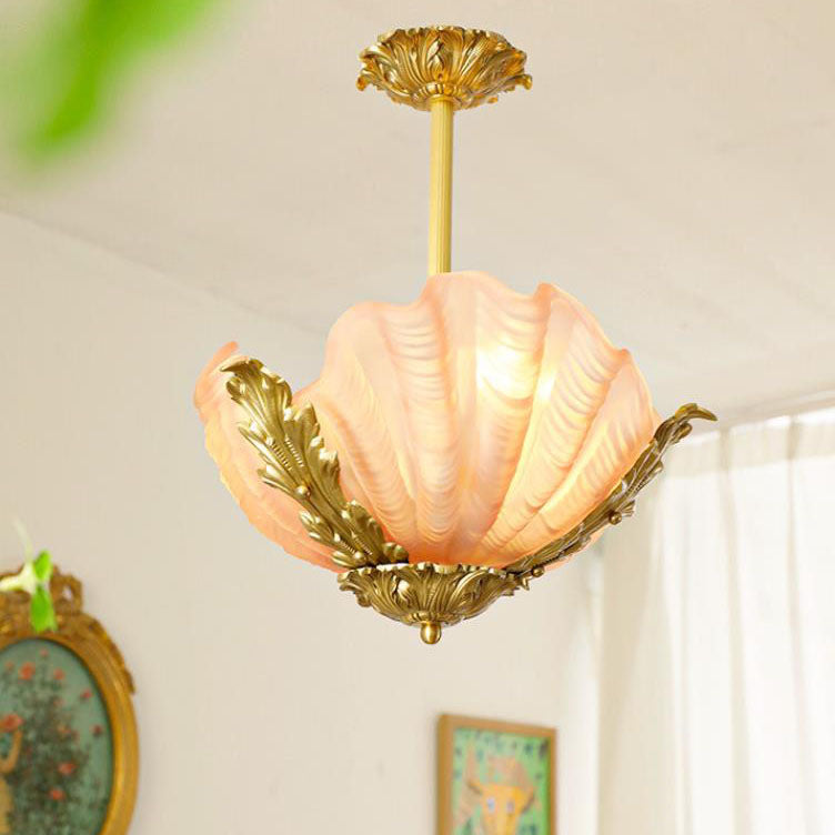Modern Art Deco Shell Shape Brass Finish Frame 3/4-Light Chandelier for Living Room