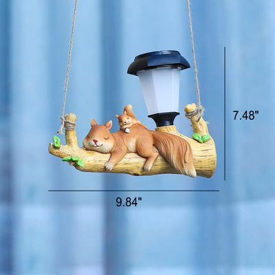 Lampe LED suspendue en forme d'animal de dessin animé, design moderne et créatif, luminaire décoratif d'extérieur, en résine solaire 