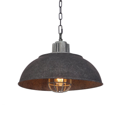 Industrial Vintage Iron Rust Pot Lid Dome 1-Light Pendant Light