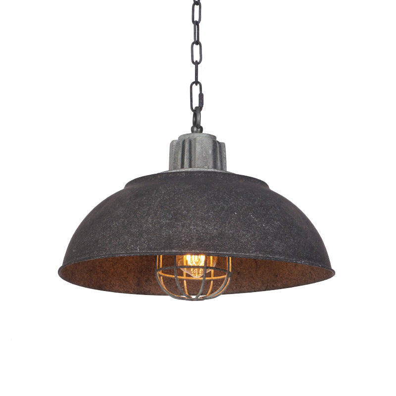 Industrial Vintage Iron Rust Pot Lid Dome 1-Light Pendant Light