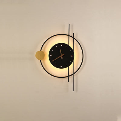 Lampe murale LED avec horloge créative en fer nordique moderne 