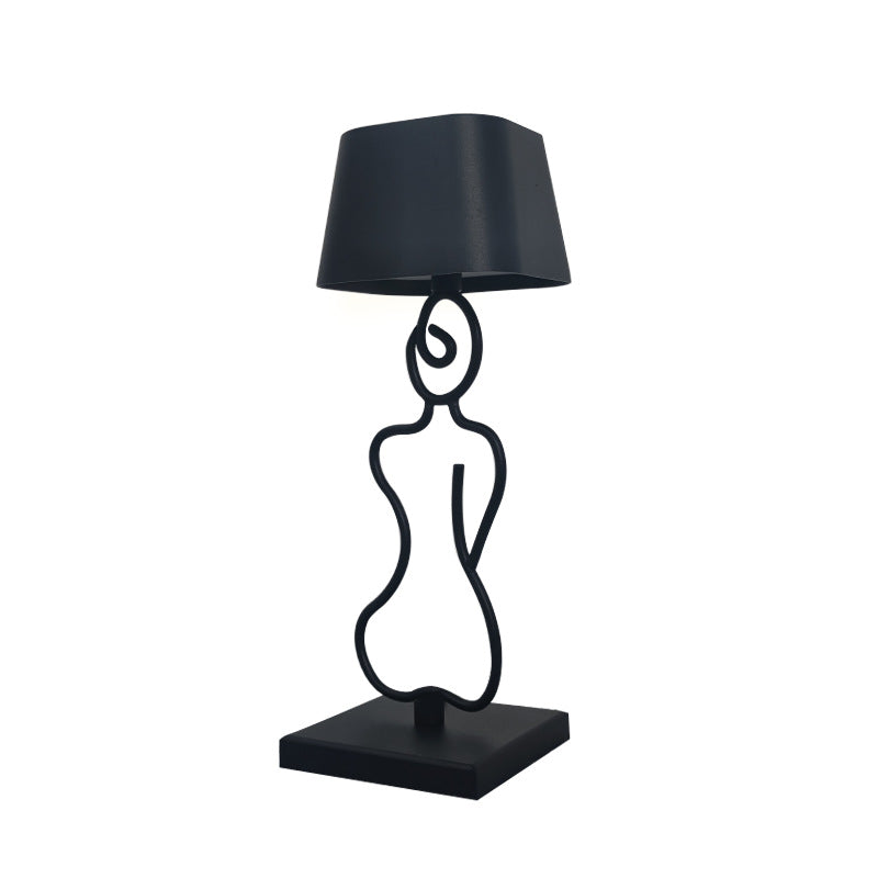 Modern Minimalist Creative Pure Black Rechargeable Touch LED Night Light Table Lamp